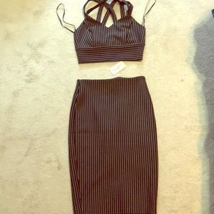 Pin stripe crop top and matching pencil skirt